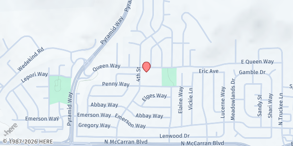 Map showing Lena Juniper Elementary School at 225 Queen Way, Sparks, NV