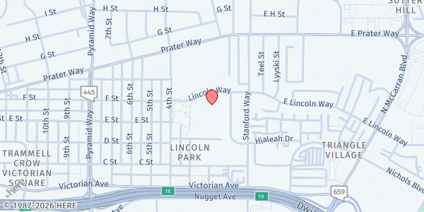 Map showing Lincoln Park Elementary School at 201 Lincoln Way, Sparks, NV