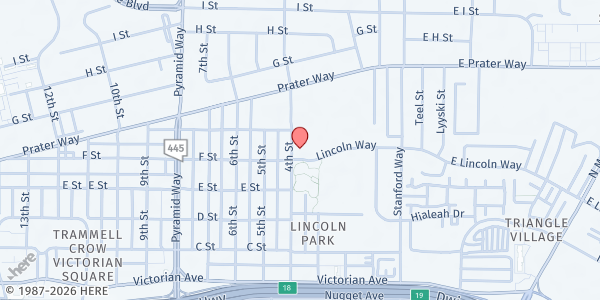 Map showing Lincoln Way Apts at 618 4th St., Sparks, NV