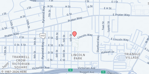 Map showing Lincoln Way Senior Apartment Living at 618 4th St., Sparks, NV