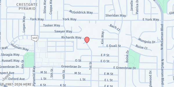 Map showing Our Savior Lutheran Church at 1900 1st St., Sparks, NV