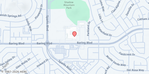 Map showing Reed High School at 1350 Baring Blvd, Sparks, NV