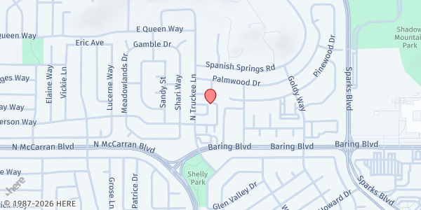 Map showing Shelly Park at 3168 N Truckee Ln, Sparks, NV