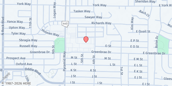 Map showing SNAP Outreach Team office at SCF at 510 Greenbrae Dr, Sparks, NV