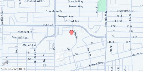 Map showing Sparks Library at 1125 12th Street, Sparks, NV