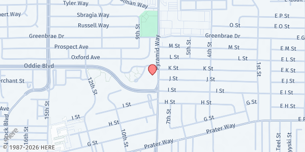 Map showing Sparks United Methodist Church at 1231 Pyramid Way, Sparks, NV
