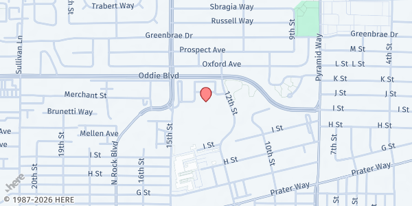 Map showing The Community Food Pantry at 1135 12th St, Sparks, NV