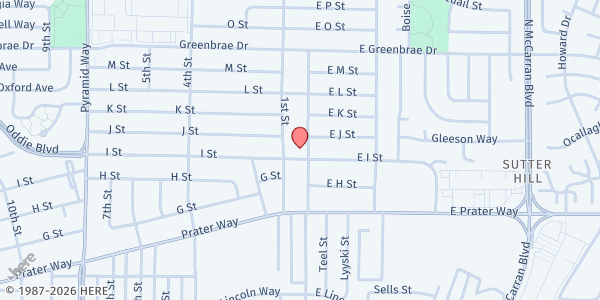 Map showing University Family Fellowship at 1125 Stanford Way, Sparks, NV