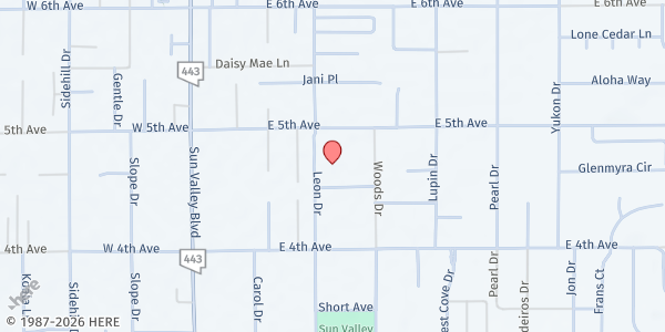 Map showing Catholic Charities Sun Valley Food Pantry at 5490 Leon Dr, Sun Valley, NV