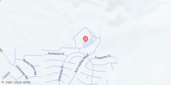 Map showing Desert Skies Middle School at 7550 Donatello Dr, Sun Valley, NV
