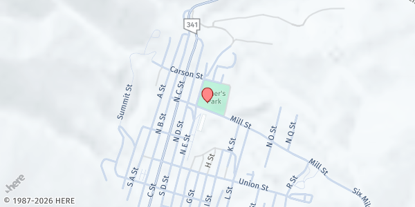 Map showing Storey County Senior Citizens Center at 100 Mill St, Virginia City, NV