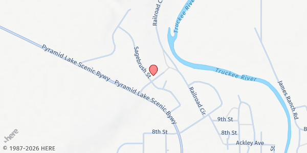 Map showing Pyramid Lake Paiute Tribe Food Pantry at 11 Brady St, Wadsworth, NV