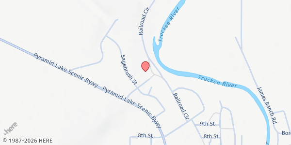 Map showing Pyramid Lake Tribal Food Distribution Center at 11 Brady St., Wadsworth, NV
