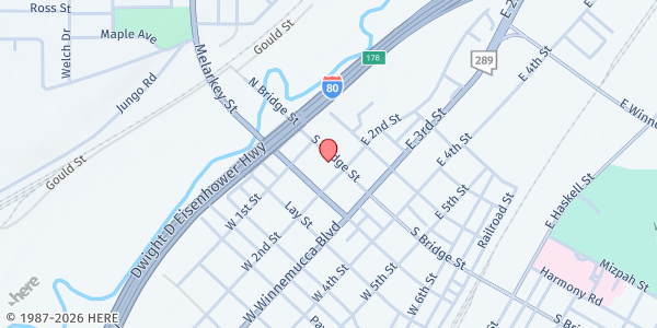 Map showing Winnemucca Food Bank & Thrift Store at 150 S Bridge St., Winnemucca, NV
