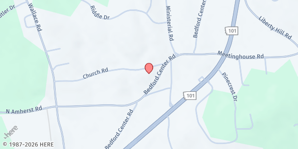 Map showing Bedford Community Food Pantry at 4 Church Rd, Bedford, NH