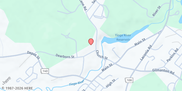 Map showing First Baptist Church of Belmont Food Pantry at 45 Church St., Belmont, NH
