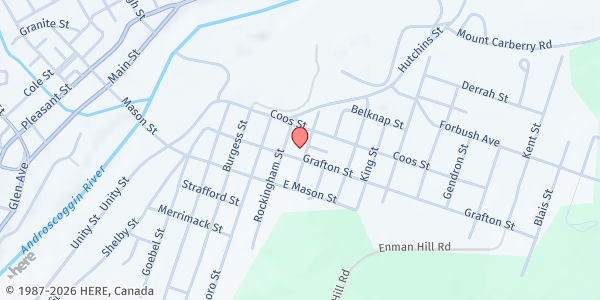 Map showing Bread of Life Food Pantry - Berlin at 593 Sullivan St., Berlin, NH