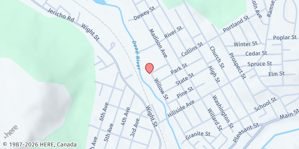Map showing Feeding Hope Food Pantry at 219 Willow St., Berlin, NH