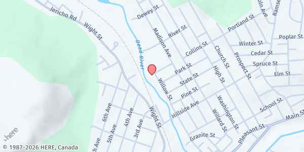 Map showing Harvest Christian Fellowship at 219 Willow St, Berlin, NH