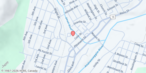 Map showing Salvation Army Soup Kitchen - Berlin at 15 Cole St., Berlin, NH