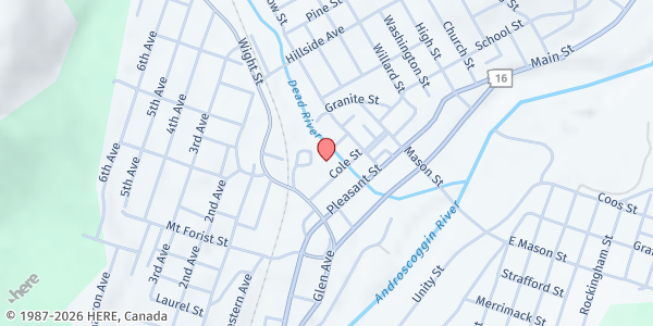 Map showing The Salvation Army - Berlin at 15 Cole St., Berlin, NH