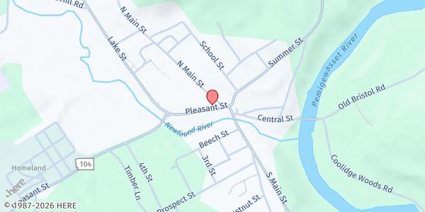 Map showing Bristol Community Food Pantry at 24 Pleasant St., Bristol, NH