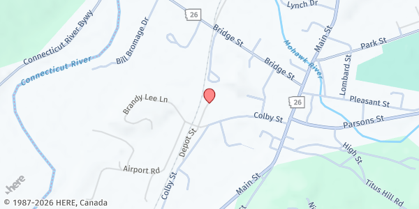 Map showing North Country Missions Food Pantry at 16 Hill Ave., Colebrook, NH