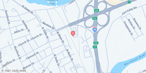 Map showing The Friendly Kitchen at 2 South Commercial St., Concord, NH