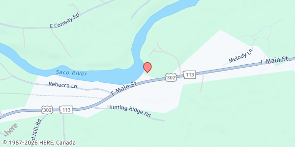 Map showing The River Church Food Pantry & Bread Basket Dinner at 2600 East Main St. Center, Conway, NH