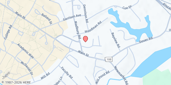 Map showing St. Thomas More Food Pantry at 6 Madbury Rd., Durham, NH