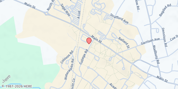 Map showing University Of New Hampshire Co-op Extension - Food Distribution Center at Taylor Hall, Durham, NH