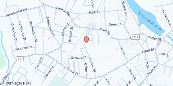 Map showing St Vincent De Paul Community Assistance Center at 53 Lincoln St, Exeter, NH