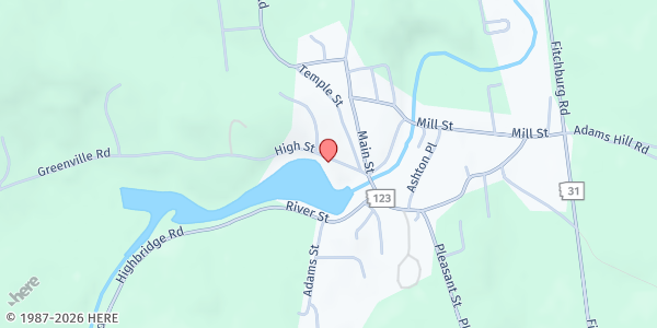 Map showing ST VDP-Sacred Heart Food Pantry at 15 High Street, Greenville, NH