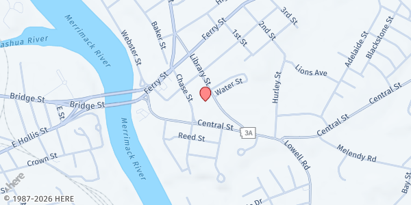 Map showing Hudson Community Food Pantry at 23 Library St., Hudson, NH