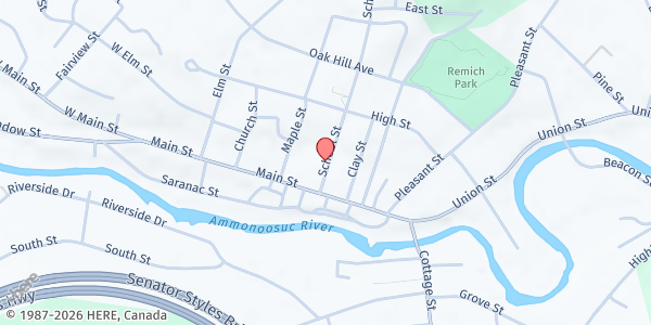Map showing All Saints Community Food Cupboard at 35 School St., Littleton, NH