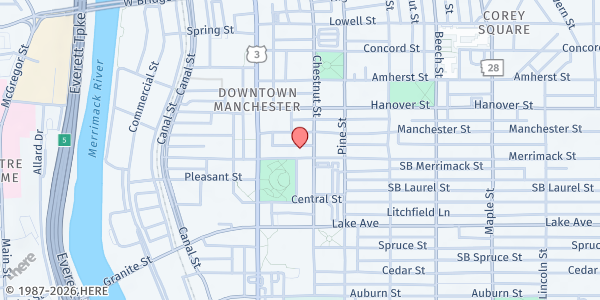 Map showing Covenant of Promise Community Center at 62 Merrimack St., Manchester, NH