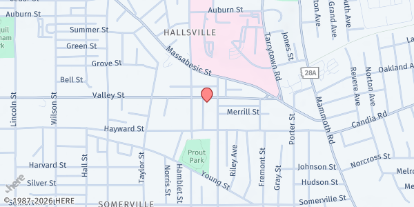 Map showing First United Methodist Church Food Pantry at 961 Valley St., Manchester, NH