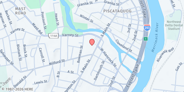 Map showing Sacred Heart Church Food Pantry at 247 South Main St., Manchester, NH
