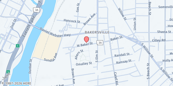 Map showing St. Anthony Food Pantry at 61 W Baker St, Manchester, NH