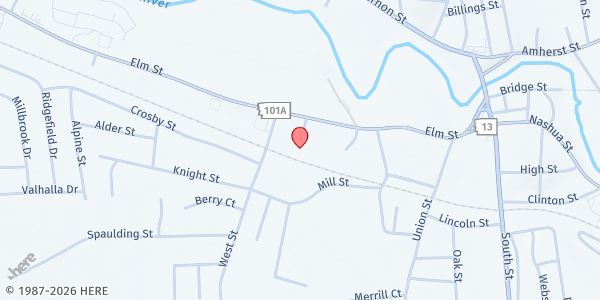 Map showing SHARE Outreach, Inc. - Milford at 1 Columbus Ave., Milford, NH