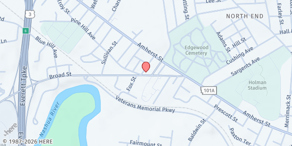 Map showing Grow Nashua at 20 Broad St #1, Nashua, NH