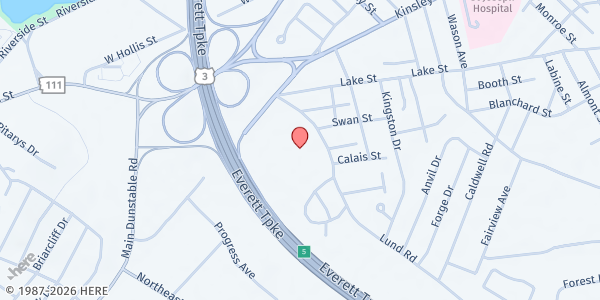 Map showing Trinity Community Food Pantry at 3 Lund Rd., Nashua, NH