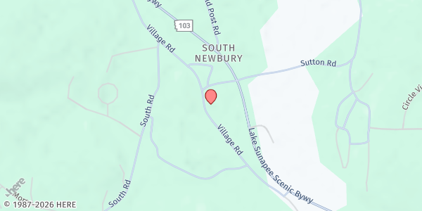 Map showing South Newbury Union Church at 162 Village Rd, Newbury, NH