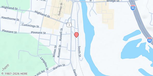 Map showing Plymouth Area Community Closet at 15 Rail Road Square Rd., Plymouth, NH