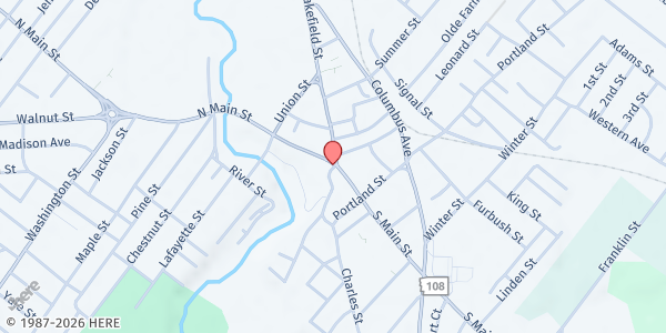 Map showing Rochester Fellowship Soup Kitchen at 34 South Main St., Rochester, NH