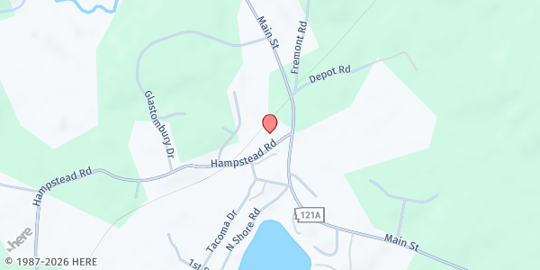 Map showing Sandown Community Food Pantry at 1 Hampstead Rd, Sandown, NH