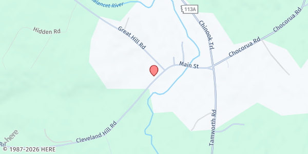 Map showing Tamworth Congregational Church at 28 Cleveland Hill Rd, Tamworth, NH