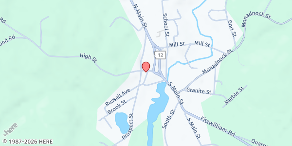 Map showing Helping Hand Center at 1 Depot St, Troy, NH