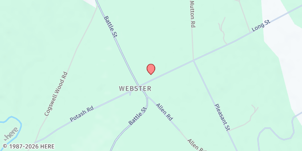 Map showing Webster Congregational Church at 1011 Long St, Webster, NH