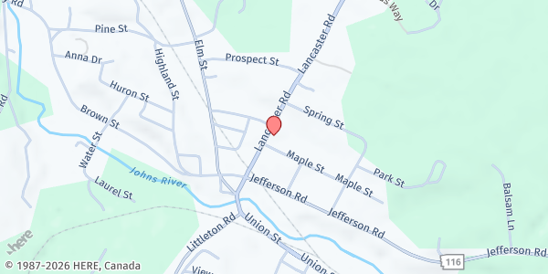Map showing Northern Human Services Common Grnd at 24 Lancaster Rd, Whitefield, NH